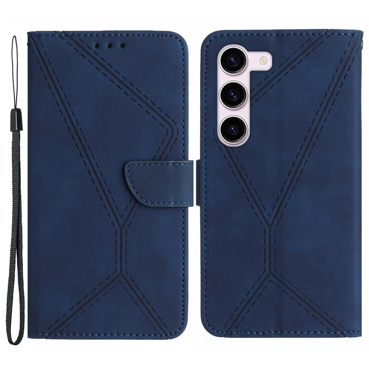 Nárazuvzdorné pouzdro na telefon HT05 pro Samsung Galaxy S23 dotykové PU kožené pouzdro na peněženku s popruhem