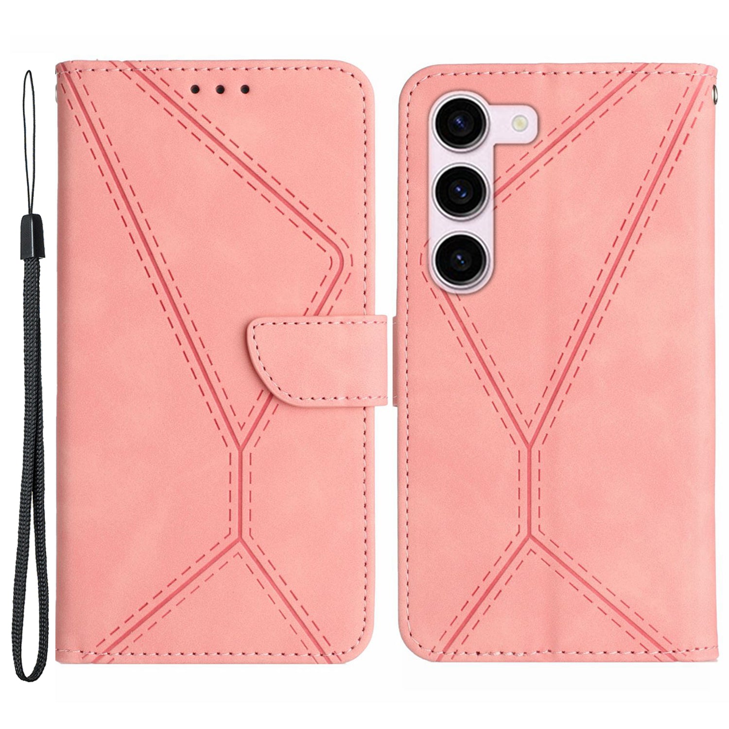 Nárazuvzdorné pouzdro na telefon HT05 pro Samsung Galaxy S23 dotykové PU kožené pouzdro na peněženku s popruhem