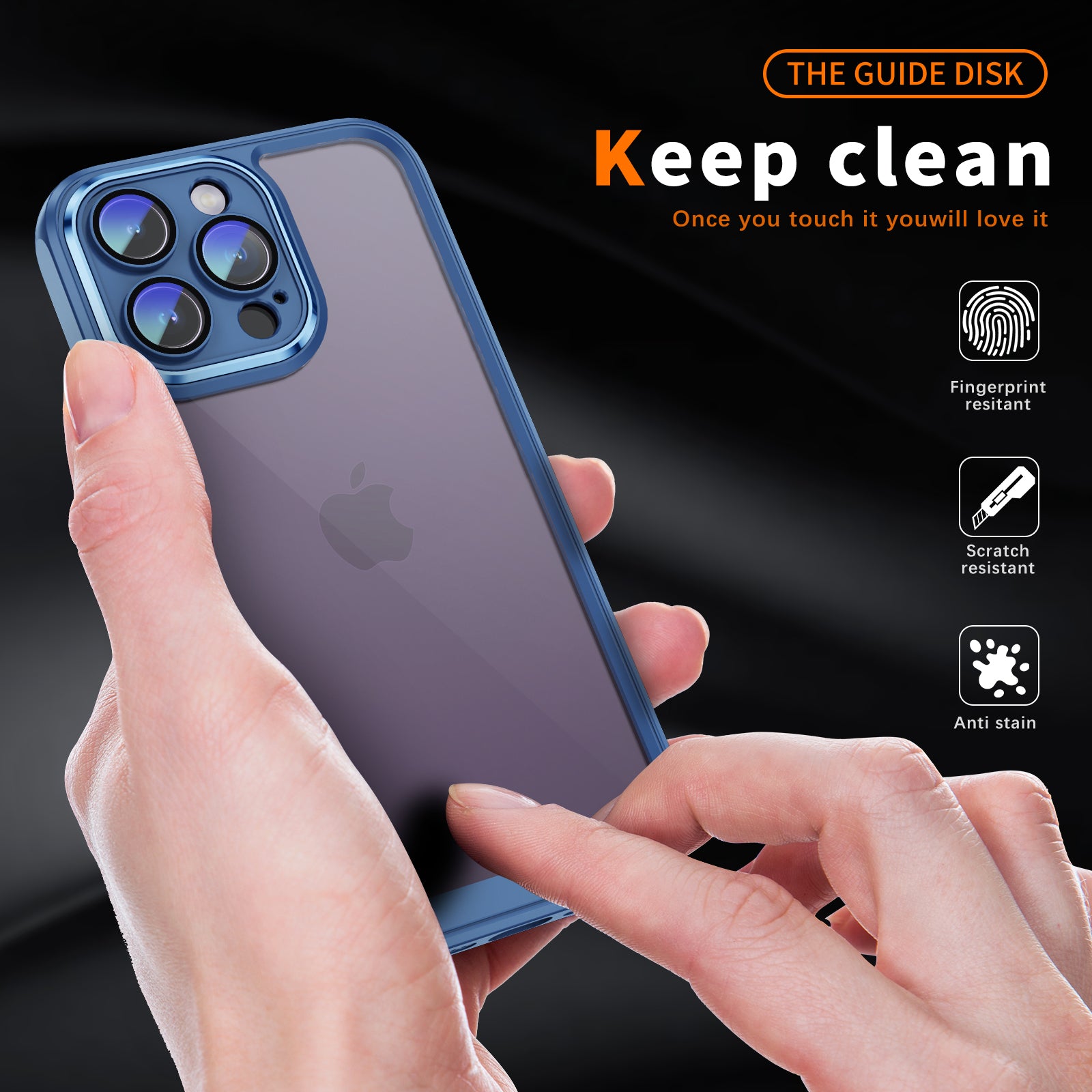 For iPhone 14 Pro Max Clear Phone Case Hard Acrylic Back + Soft TPU Protective Cover with Len Protector