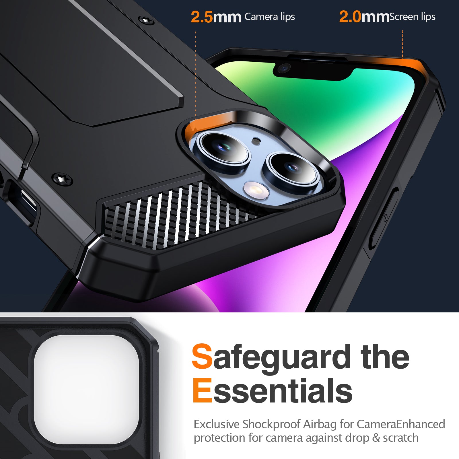 For iPhone 13 14 Kickstand Phone Case PC+TPU Military Grade 10ft Drop Tested Rubberized Back Cover