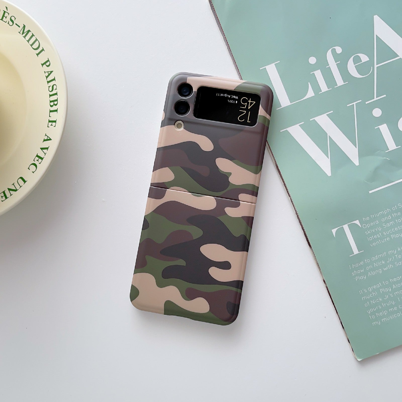 For Samsung Galaxy Z Flip3 5G TPU Shockproof Phone Case Camouflage Pattern IMD Protective Cover