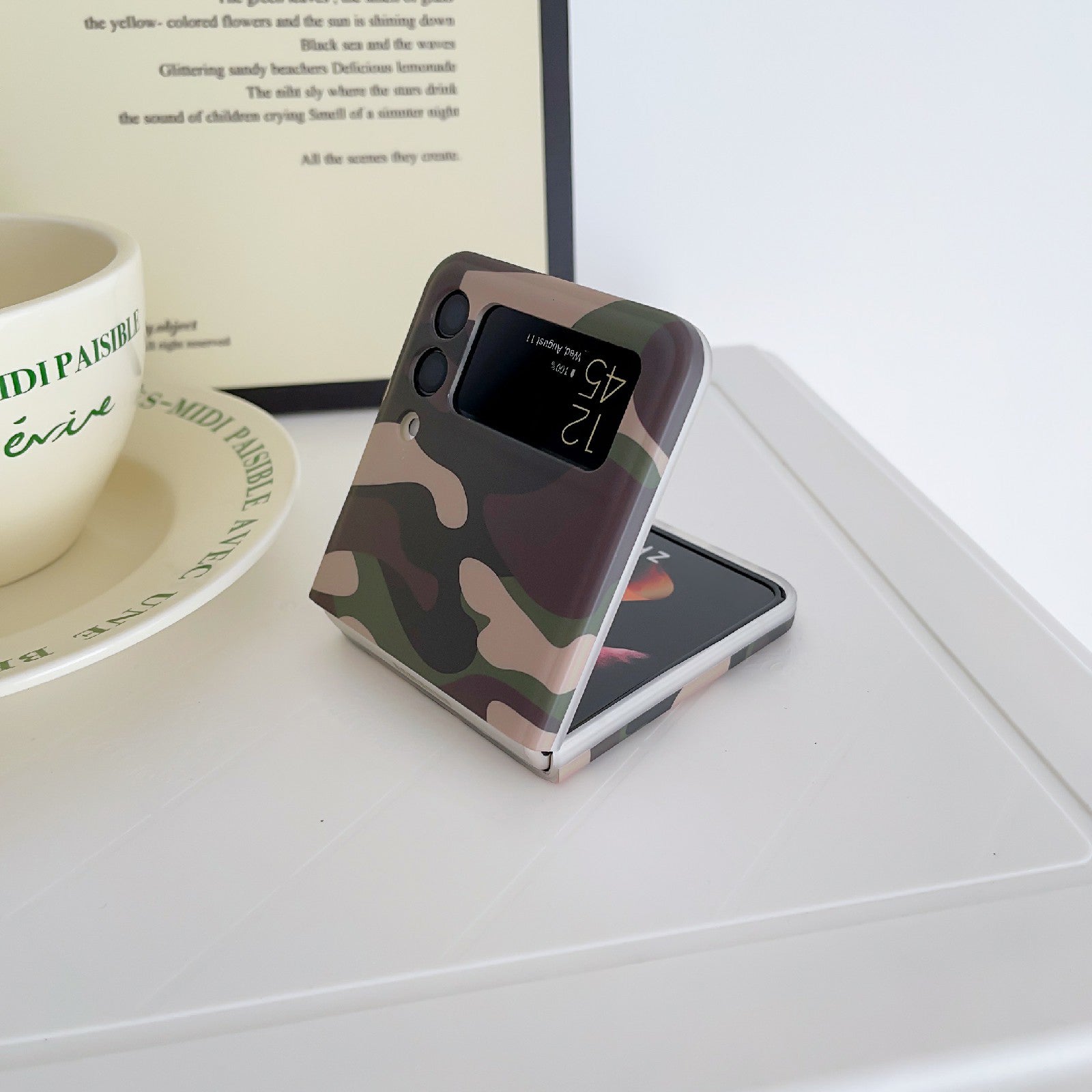 For Samsung Galaxy Z Flip3 5G TPU Shockproof Phone Case Camouflage Pattern IMD Protective Cover