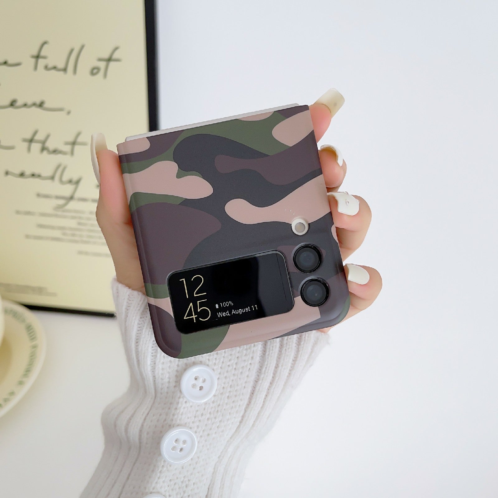 For Samsung Galaxy Z Flip3 5G TPU Shockproof Phone Case Camouflage Pattern IMD Protective Cover