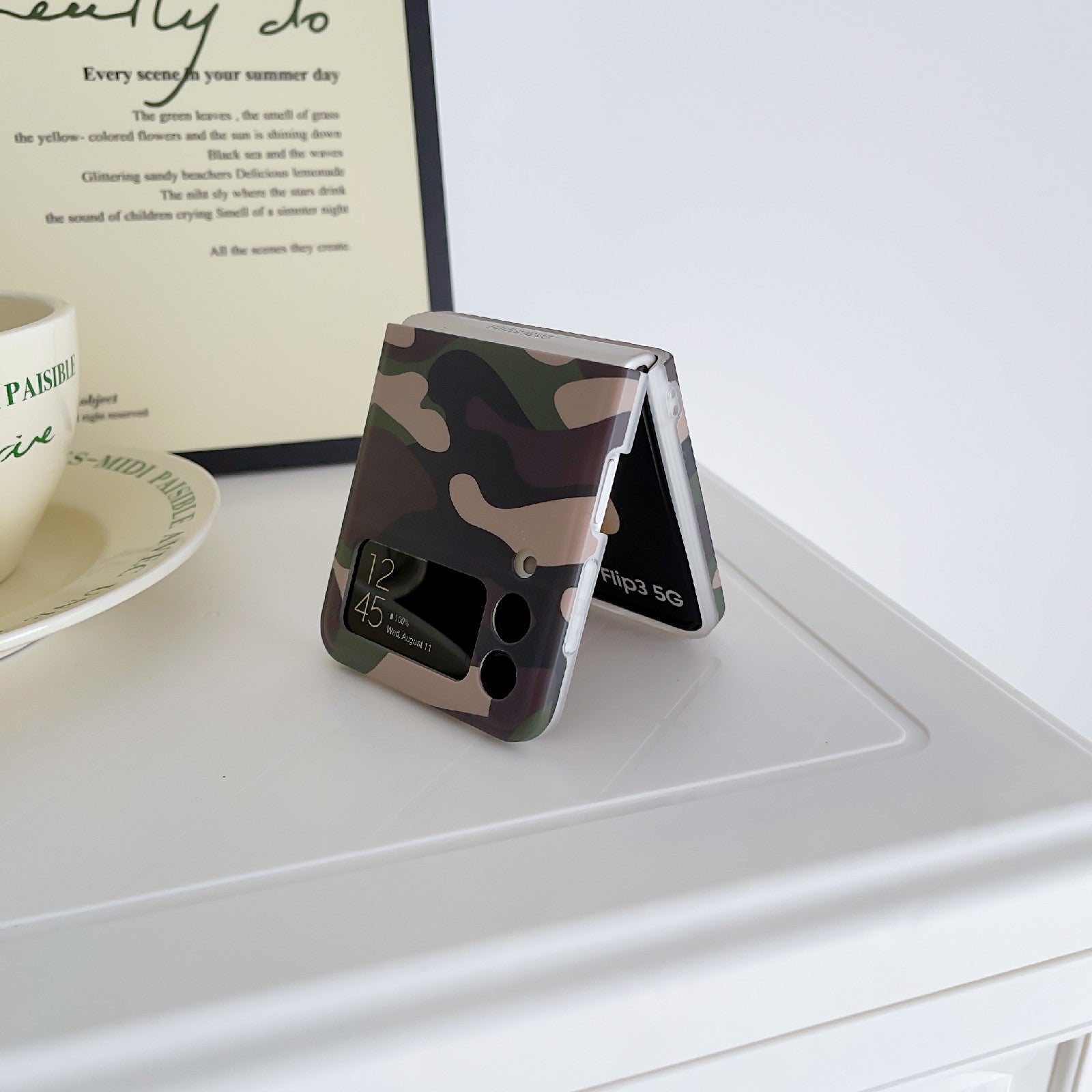 For Samsung Galaxy Z Flip3 5G TPU Shockproof Phone Case Camouflage Pattern IMD Protective Cover