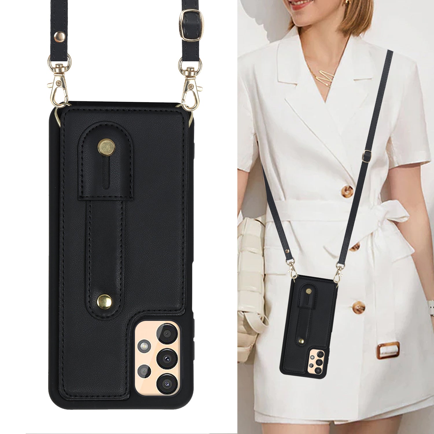 For Samsung Galaxy A53 5G PU Leather TPU Phone Case Card Slots Design Wristband Kickstand Cover