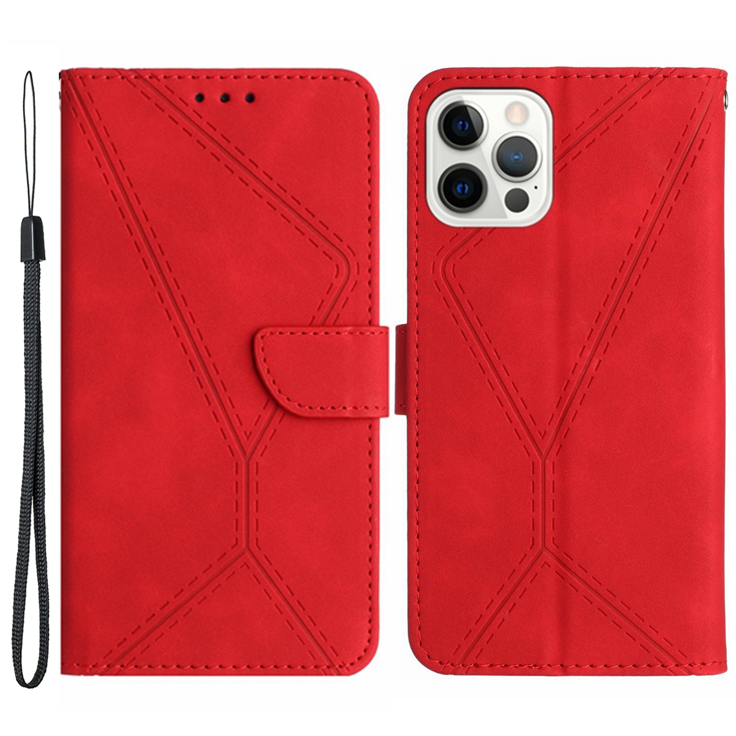 HT05 Wallet Cover for iPhone 12 12 Pro 6.1 inch Skin-touch Fully Wrapped Phone Case PU Leather Shell