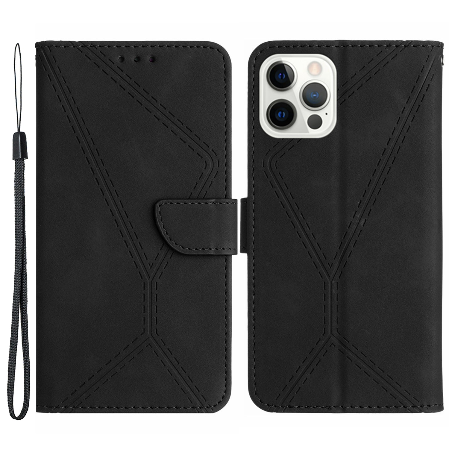 HT05 Phone Case for iPhone 13 Pro Max 6.7 inch Skin-touch PU Leather Flip Cover Magnetic Clasp Wallet Shell