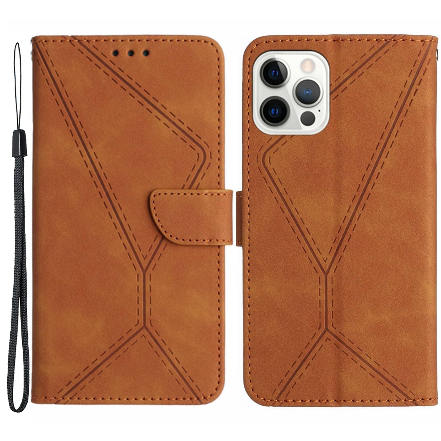 HT05 Phone Case for iPhone 13 Pro Max 6.7 inch Skin-touch PU Leather Flip Cover Magnetic Clasp Wallet Shell