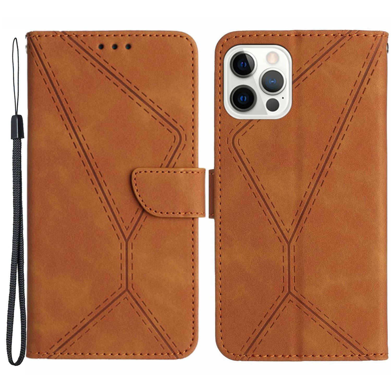 HT05 Phone Flip Case for iPhone 12 Pro Max 6.7 inch Magnetic Clasp Skin-touch PU Leather Cover Wallet Shell