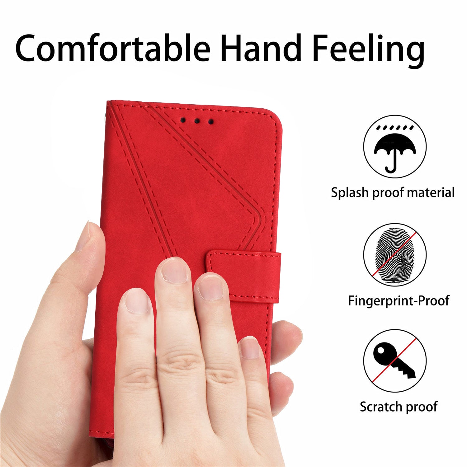 HT05 Phone Flip Case for iPhone 11 Magnetic Clasp Skin-touch PU Leather Cover Wallet Shell with Strap