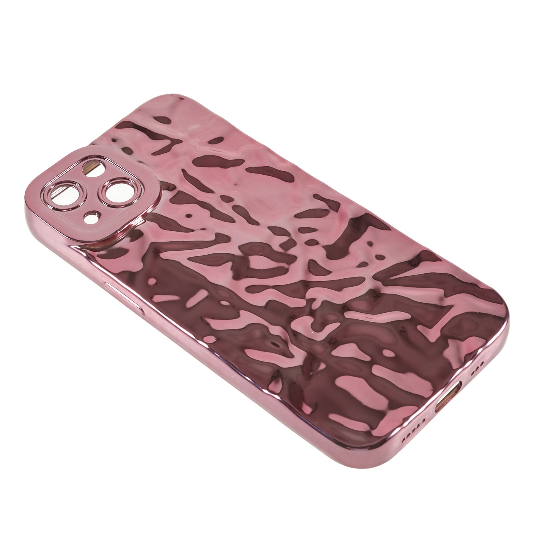 Electroplating Cell Phone Case for iPhone 13 Wrinkled Uneven TPU Back Cover
