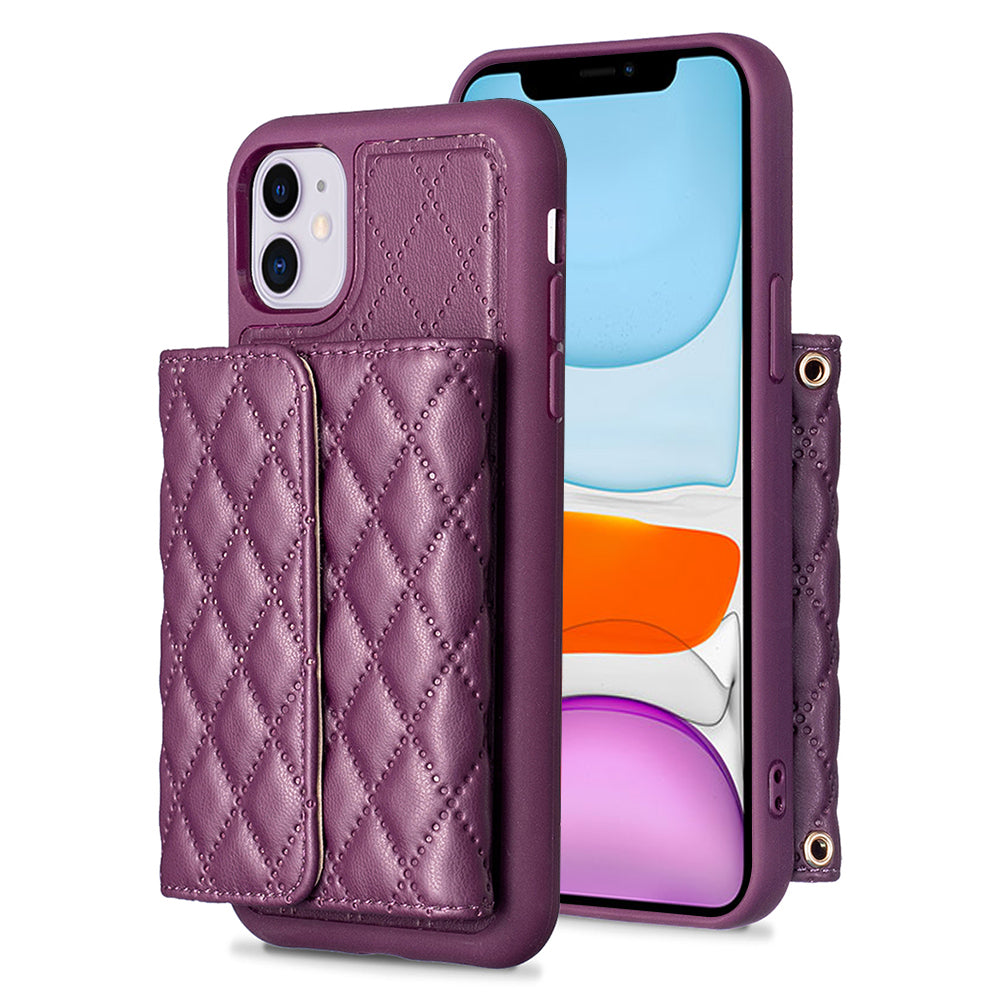 BF23-Style Card Holder Phone Case for iPhone 11 PU Leather+TPU Kickstand Cover