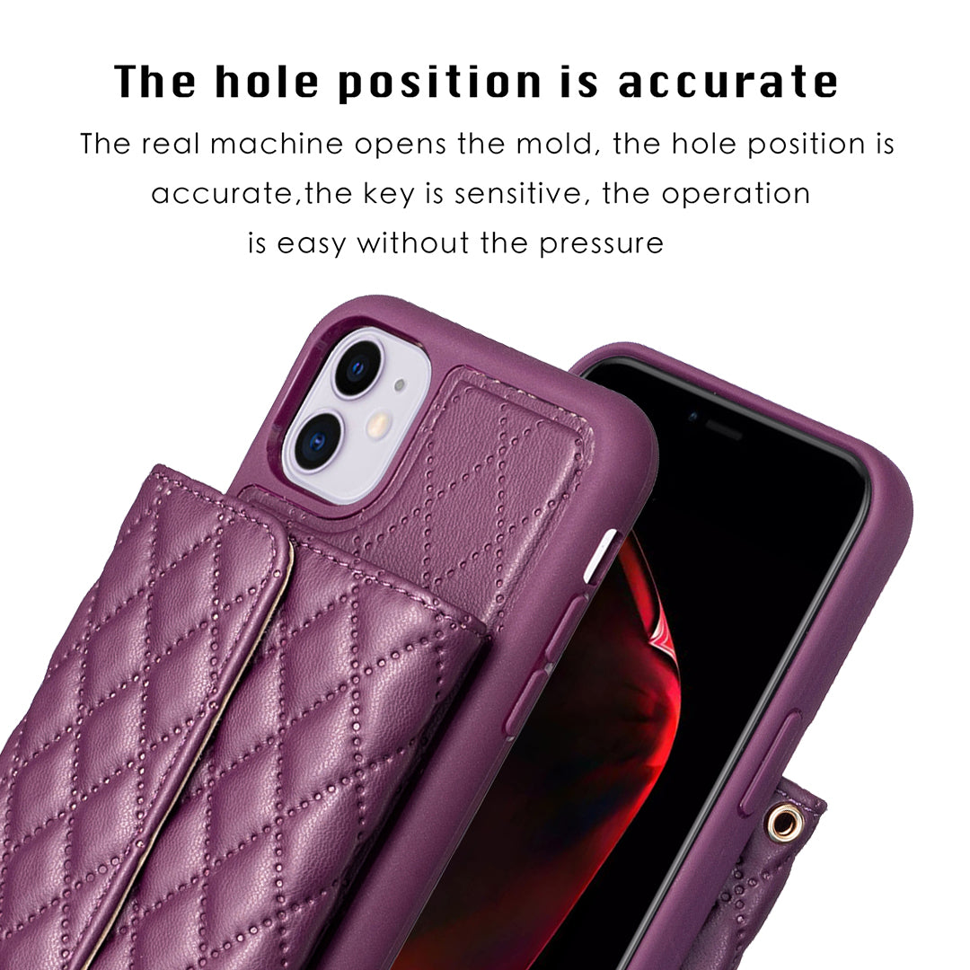 BF23-Style Card Holder Phone Case for iPhone 11 PU Leather+TPU Kickstand Cover