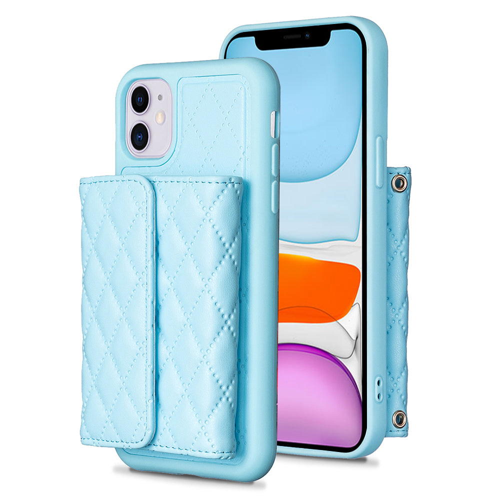 BF23-Style Card Holder Phone Case for iPhone 11 PU Leather+TPU Kickstand Cover