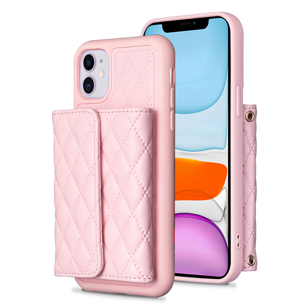 BF23-Style Card Holder Phone Case for iPhone 11 PU Leather+TPU Kickstand Cover
