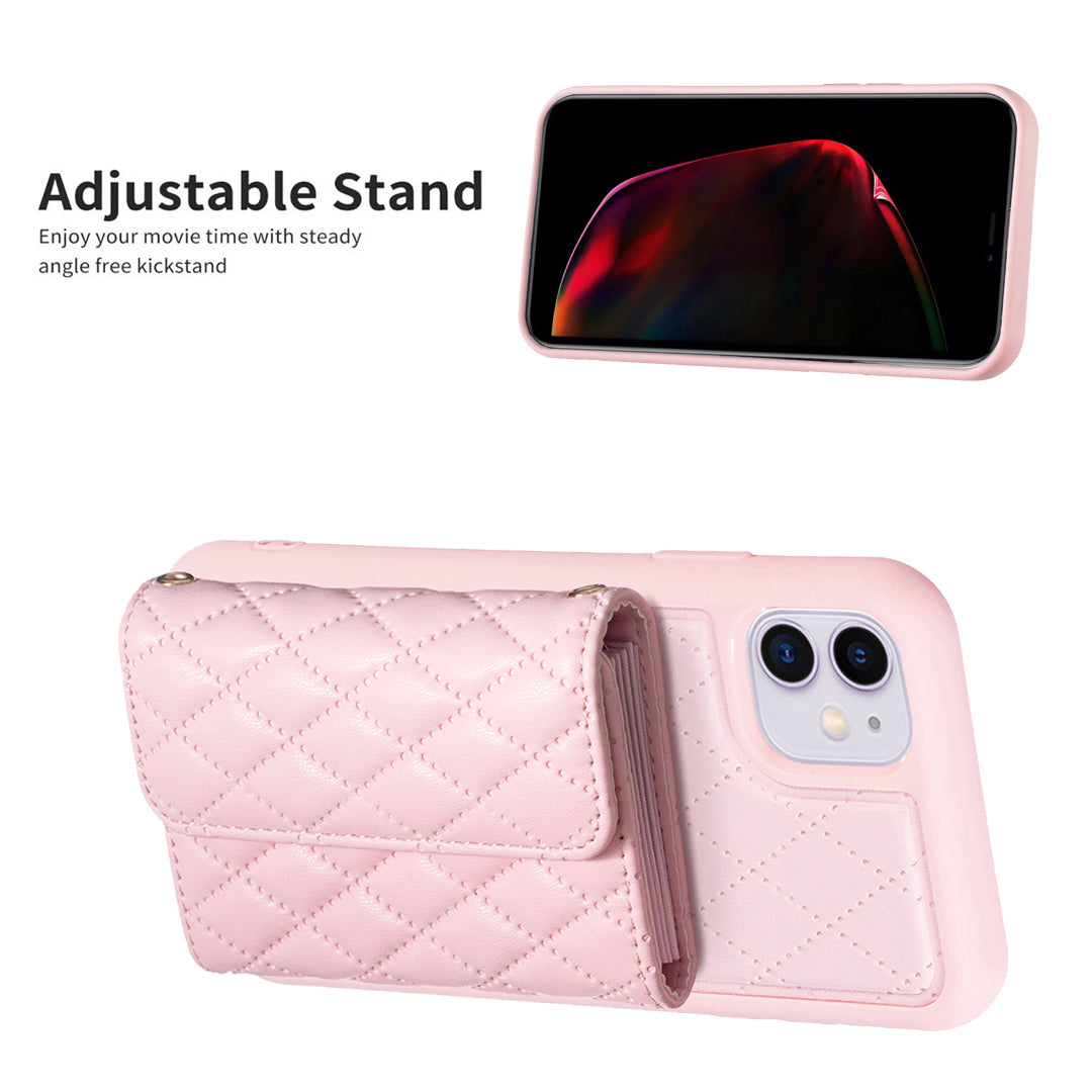 BF23-Style Card Holder Phone Case for iPhone 11 PU Leather+TPU Kickstand Cover