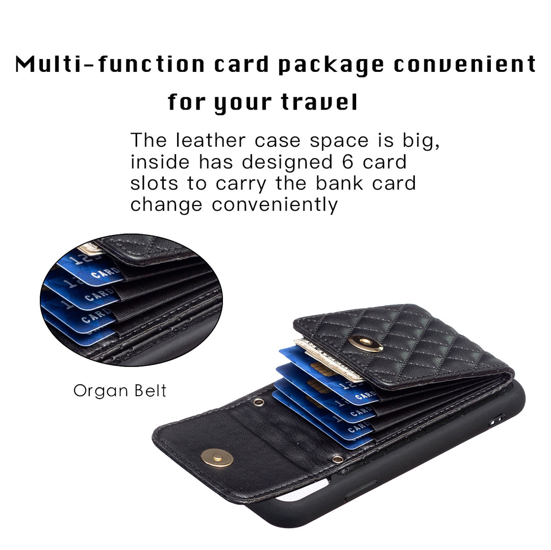 BF22-Style Card Holder Kickstand Phone Case for iPhone 11 PU Leather+TPU Phone Cover
