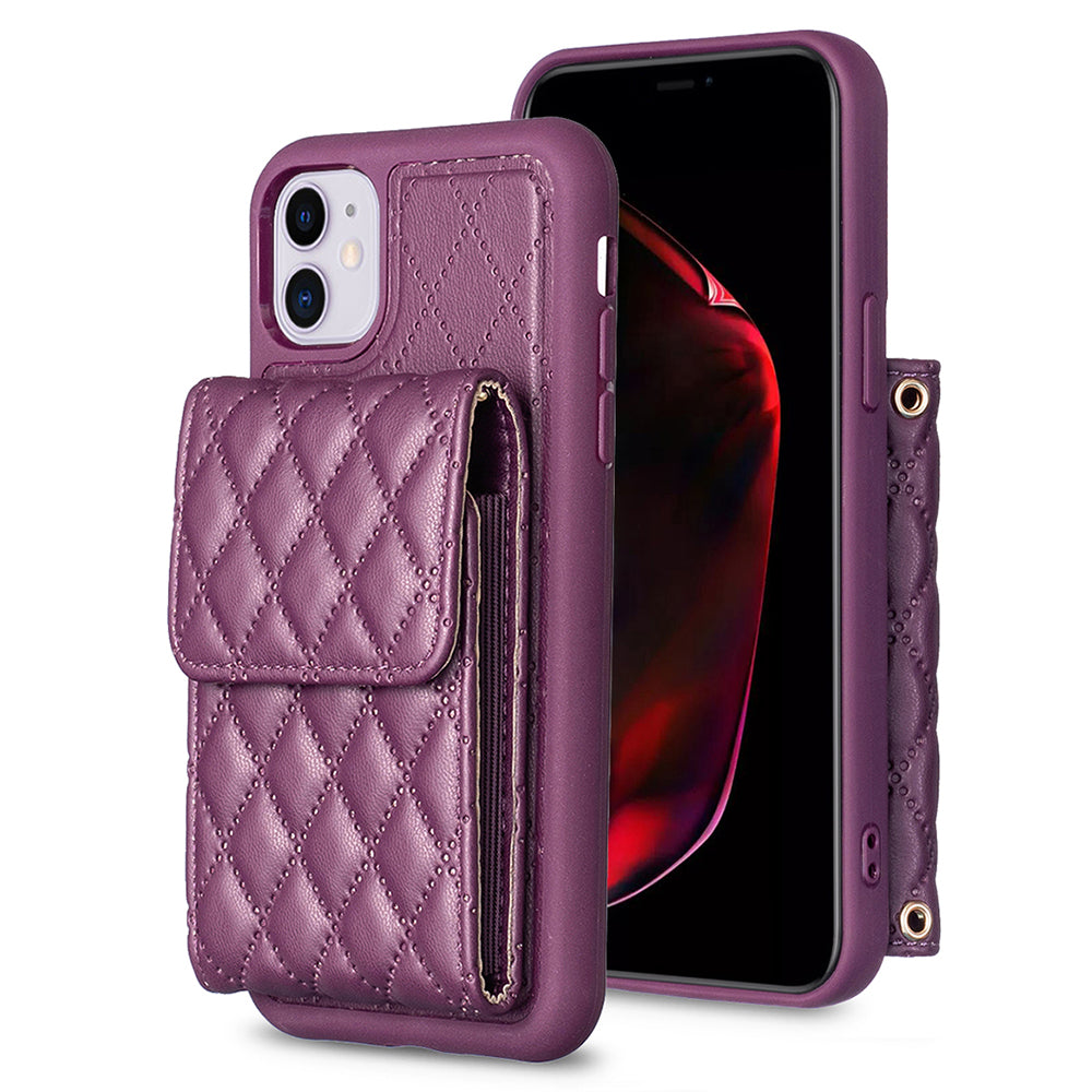 BF22-Style Card Holder Kickstand Phone Case for iPhone 11 PU Leather+TPU Phone Cover