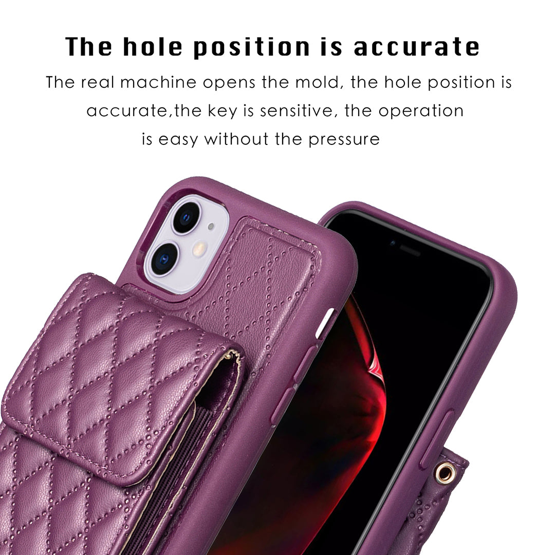 BF22-Style Card Holder Kickstand Phone Case for iPhone 11 PU Leather+TPU Phone Cover