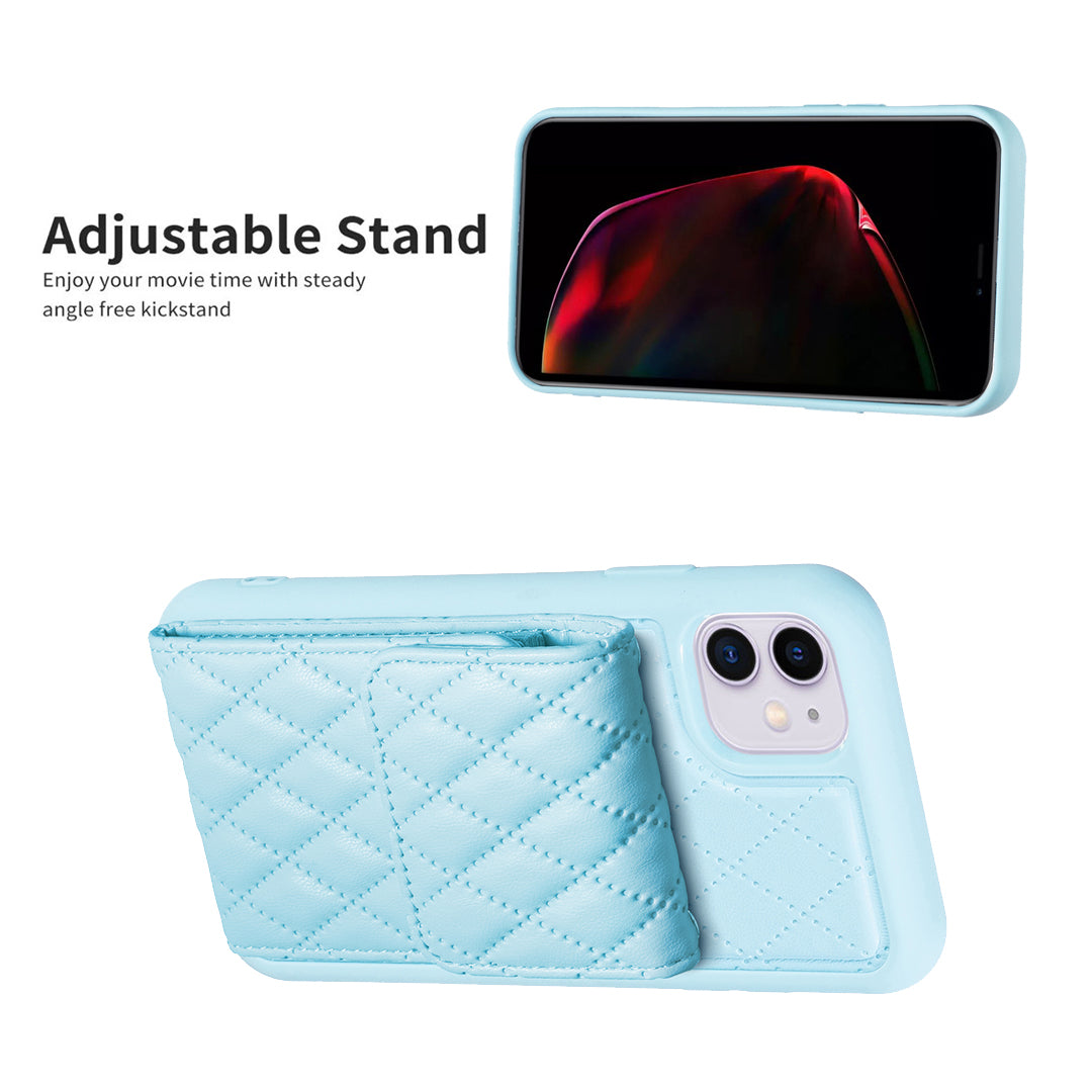 BF22-Style Card Holder Kickstand Phone Case for iPhone 11 PU Leather+TPU Phone Cover
