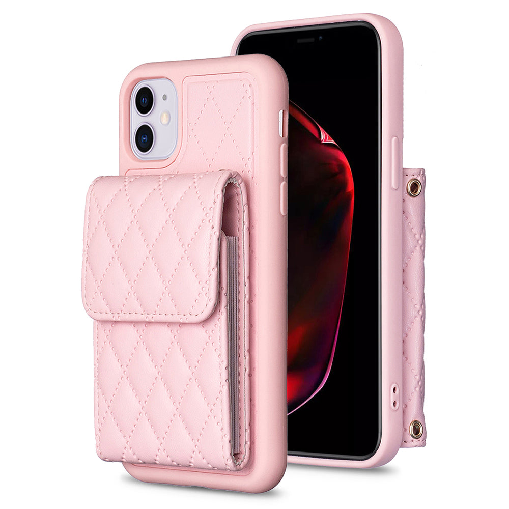 BF22-Style Card Holder Kickstand Phone Case for iPhone 11 PU Leather+TPU Phone Cover