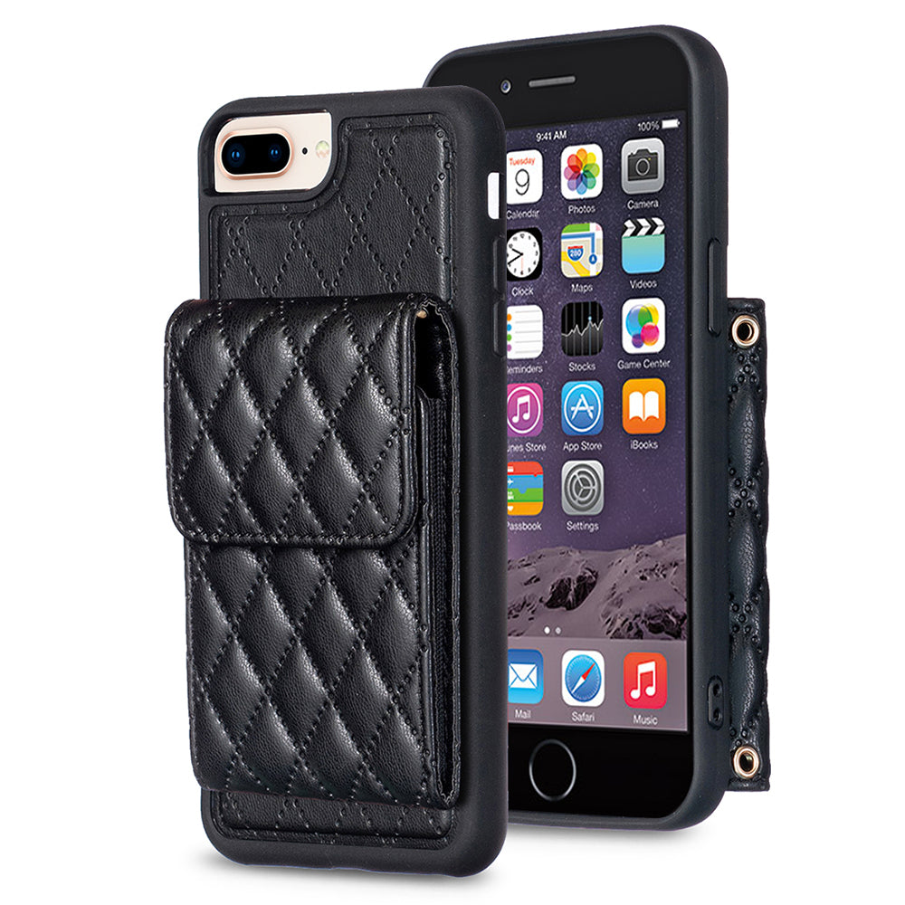 BF22-Style For iPhone 6 Plus 6s Plus 7 Plus 8 Plus Kickstand Leather+TPU Case Card Holder Phone Cover