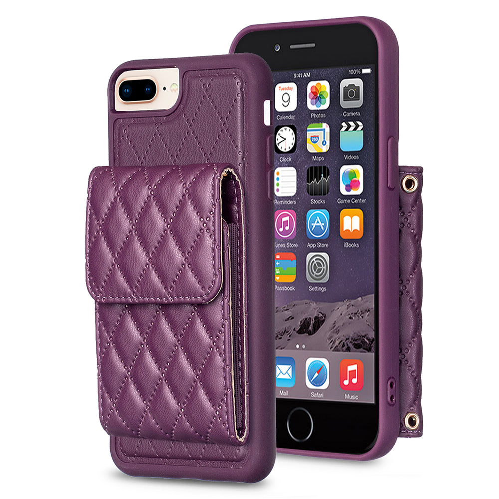 BF22-Style For iPhone 6 Plus 6s Plus 7 Plus 8 Plus Kickstand Leather+TPU Case Card Holder Phone Cover
