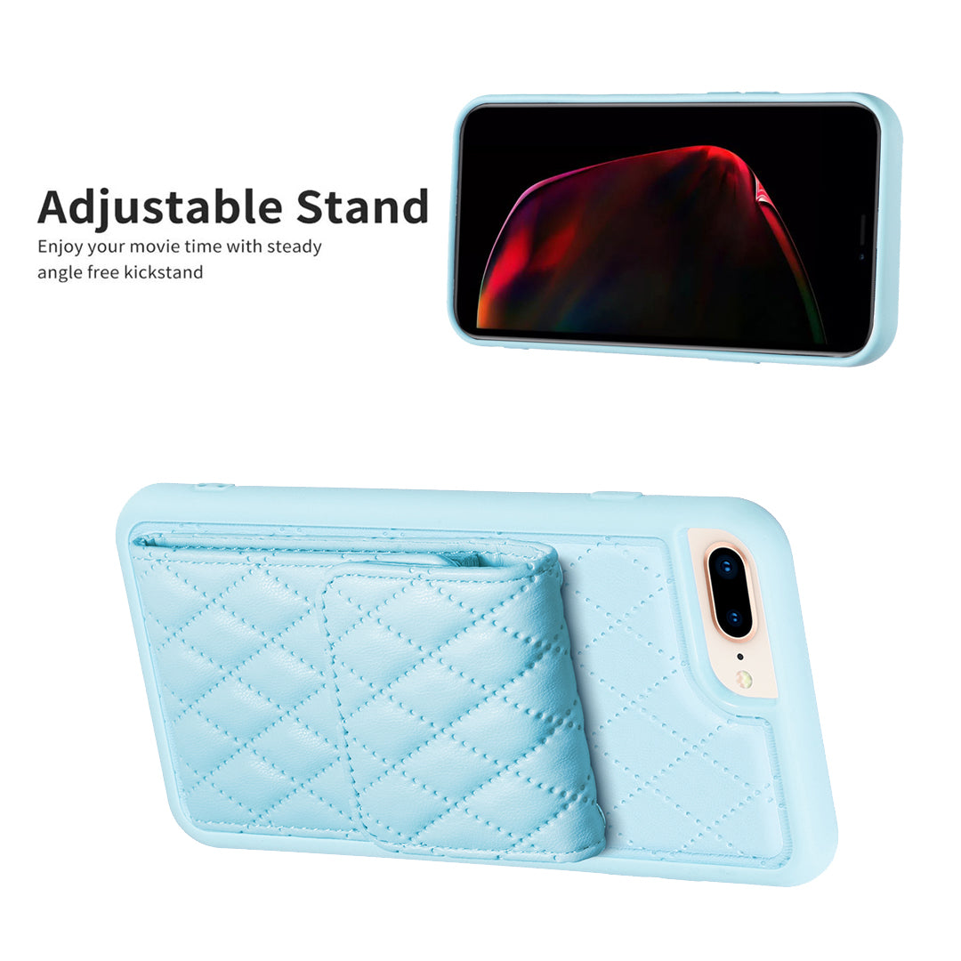 BF22-Style For iPhone 6 Plus 6s Plus 7 Plus 8 Plus Kickstand Leather+TPU Case Card Holder Phone Cover