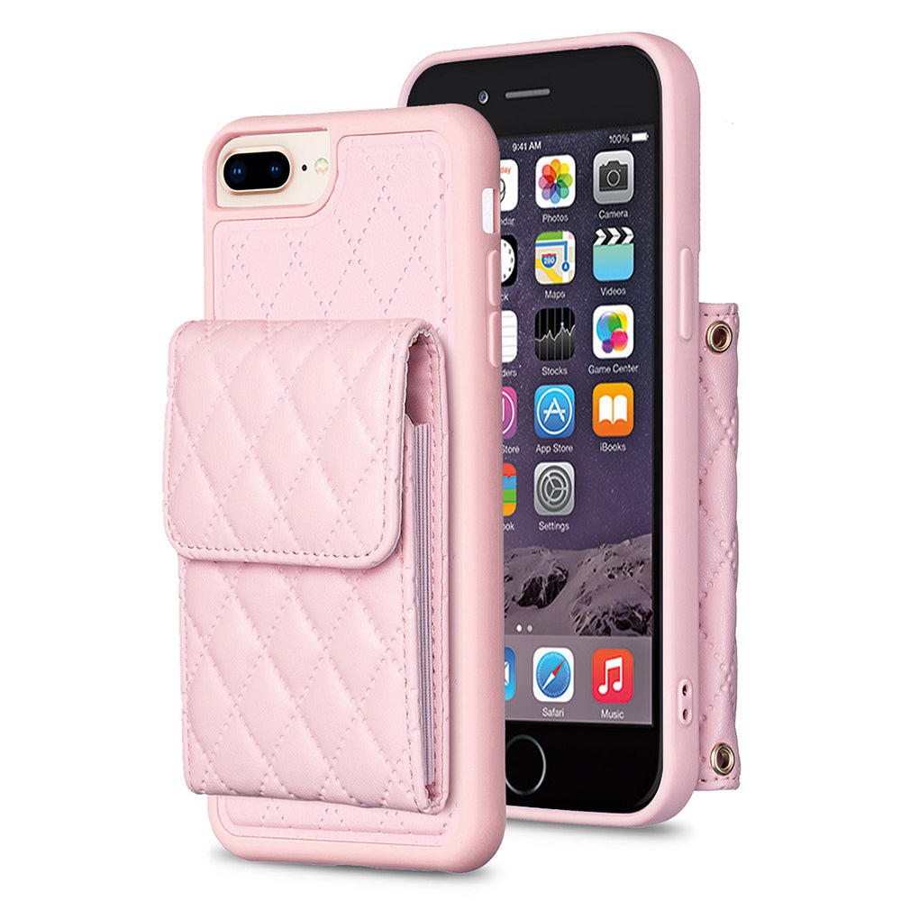 BF22-Style For iPhone 6 Plus 6s Plus 7 Plus 8 Plus Kickstand Leather+TPU Case Card Holder Phone Cover