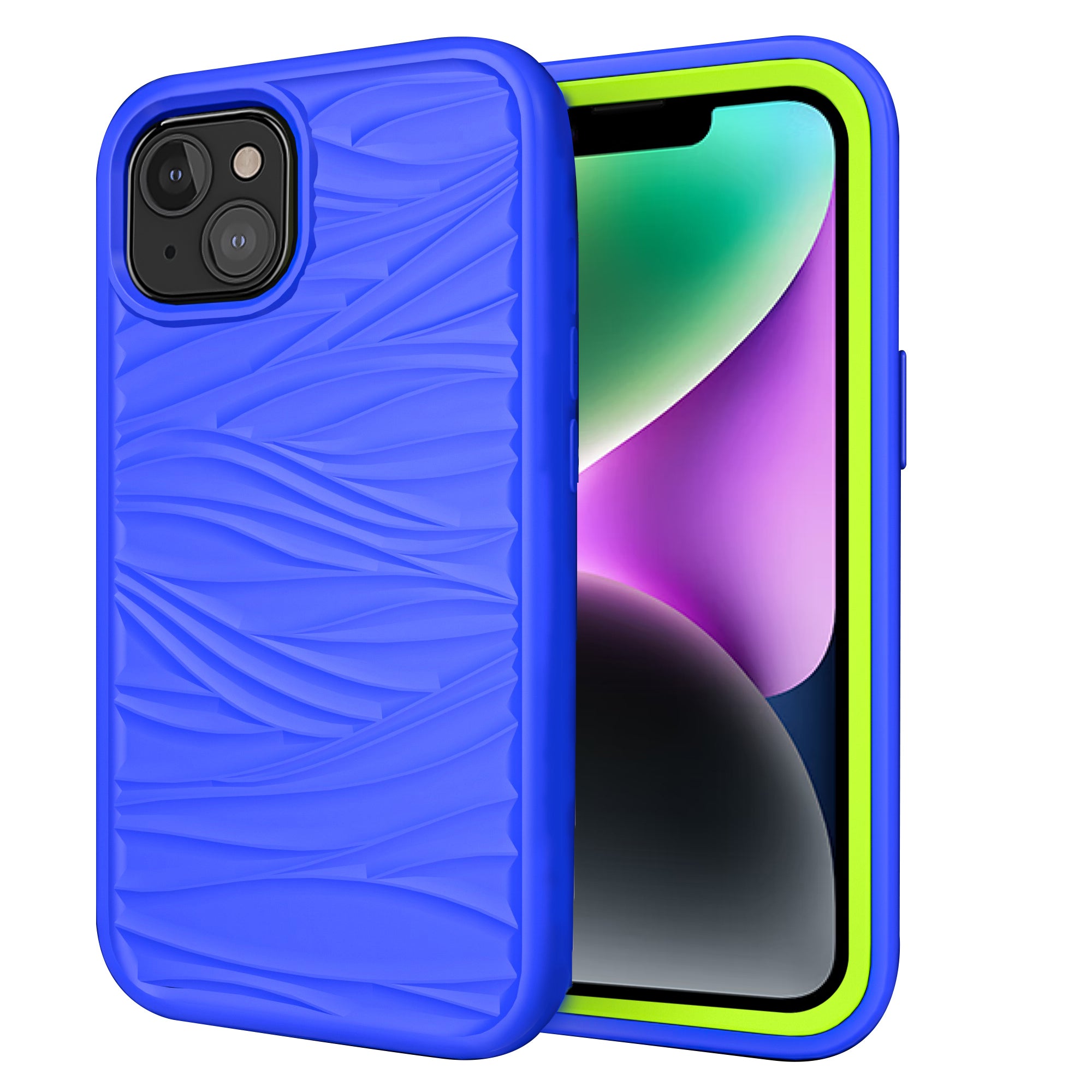 Phone Case for iPhone 14 Detachable 2-in-1 PC+Silicone Shell Anti-Slip Wave Texture Drop-proof Cover
