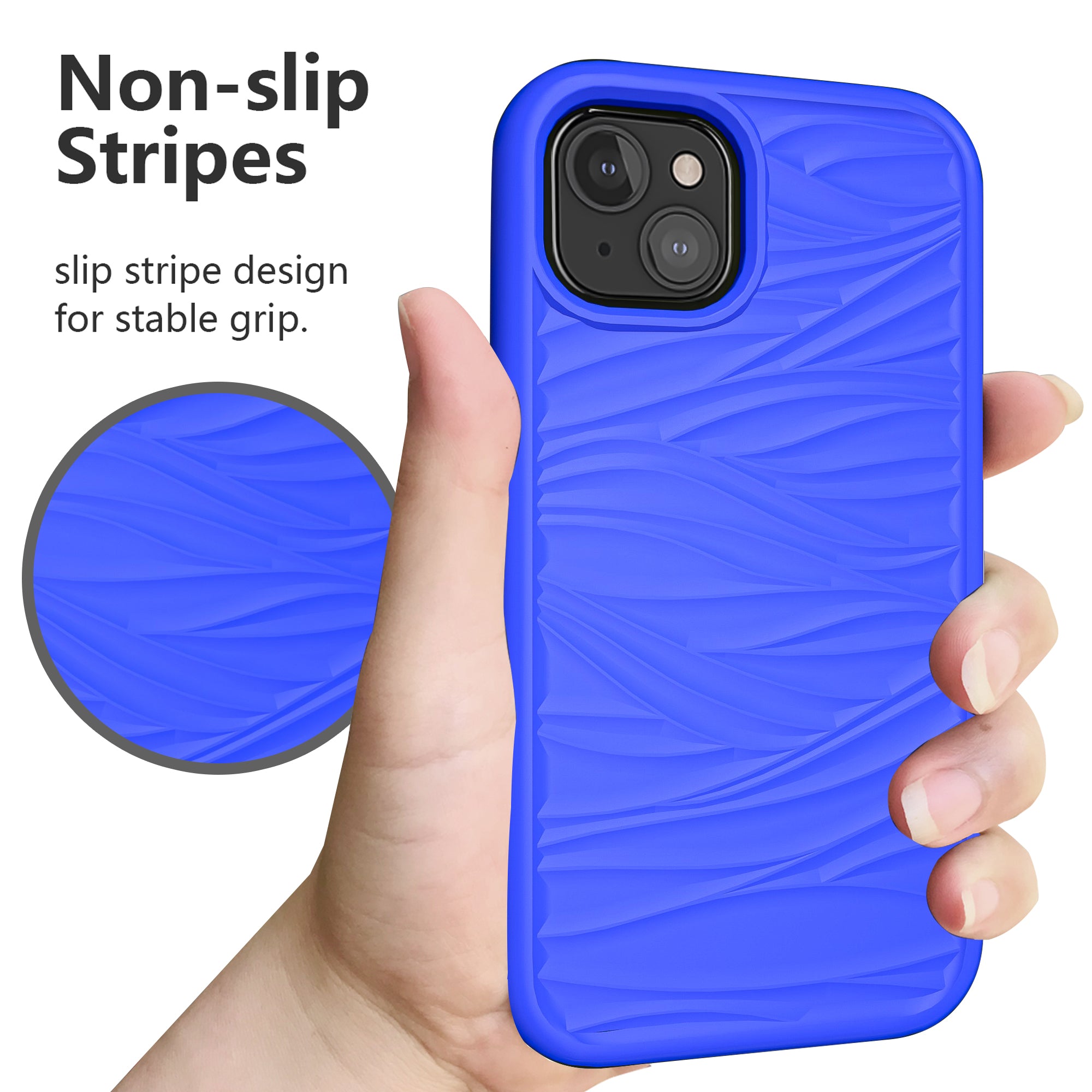Phone Case for iPhone 14 Detachable 2-in-1 PC+Silicone Shell Anti-Slip Wave Texture Drop-proof Cover
