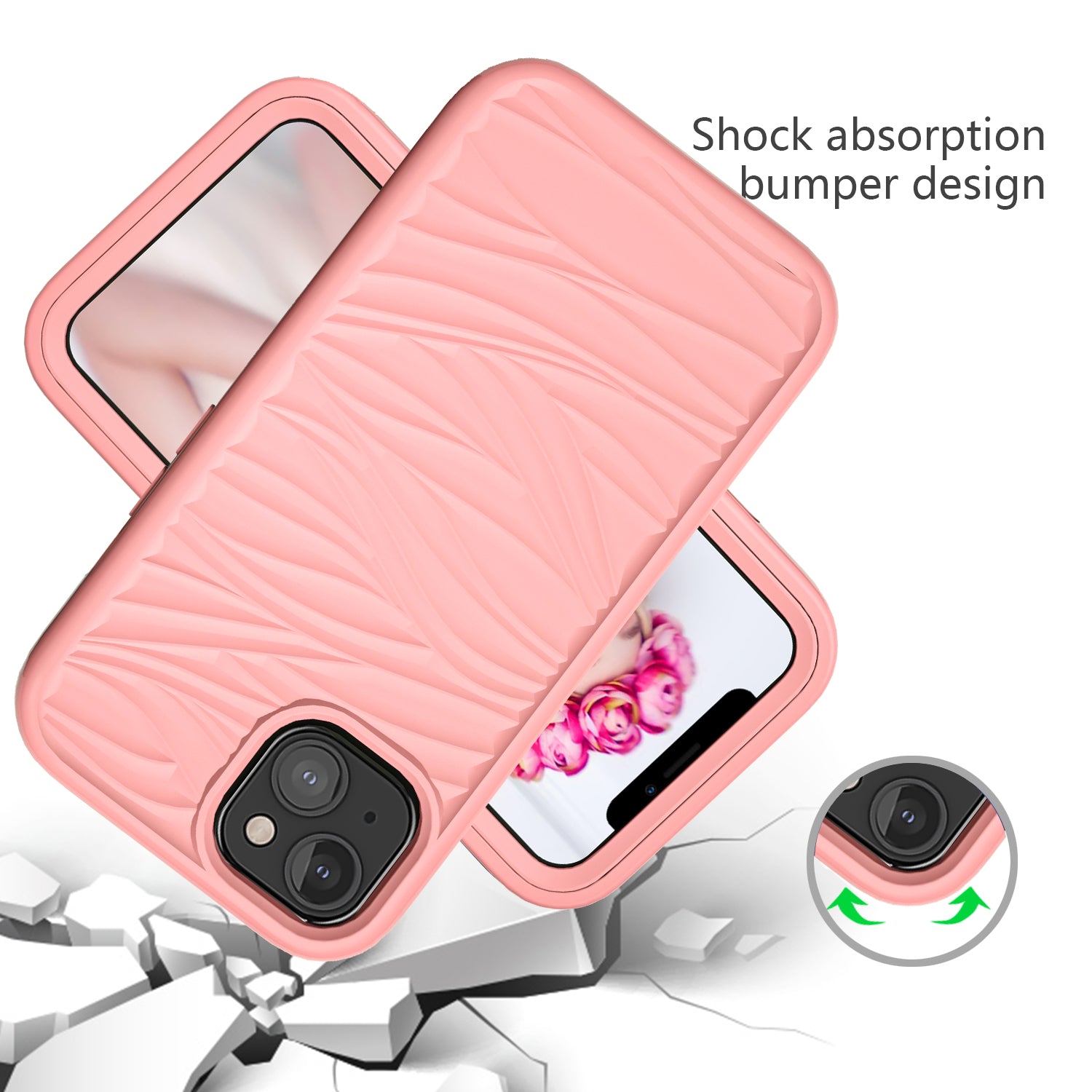 Phone Case for iPhone 14 Detachable 2-in-1 PC+Silicone Shell Anti-Slip Wave Texture Drop-proof Cover