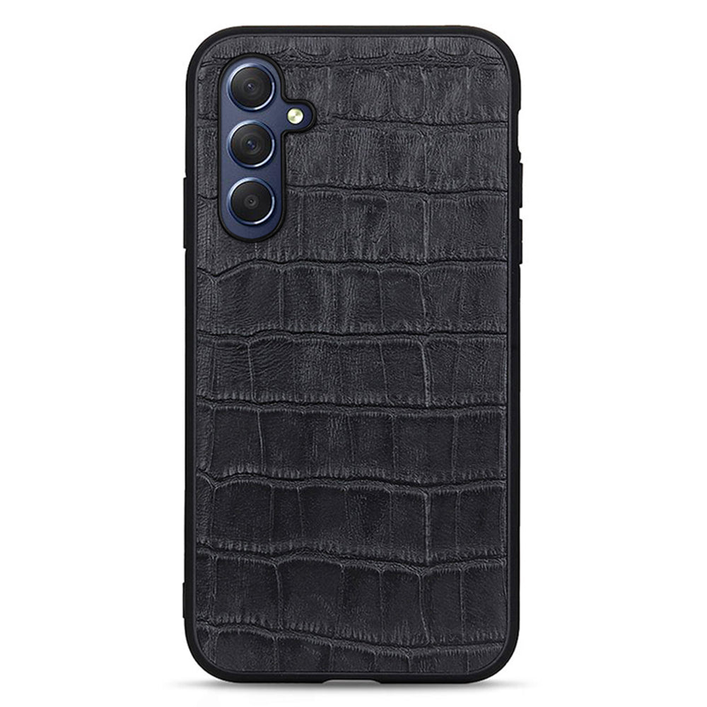 For Samsung Galaxy M54 5G / F54 5G Crocodile Texture Phone Cover Genuine Cow Leather TPU PC Phone Case