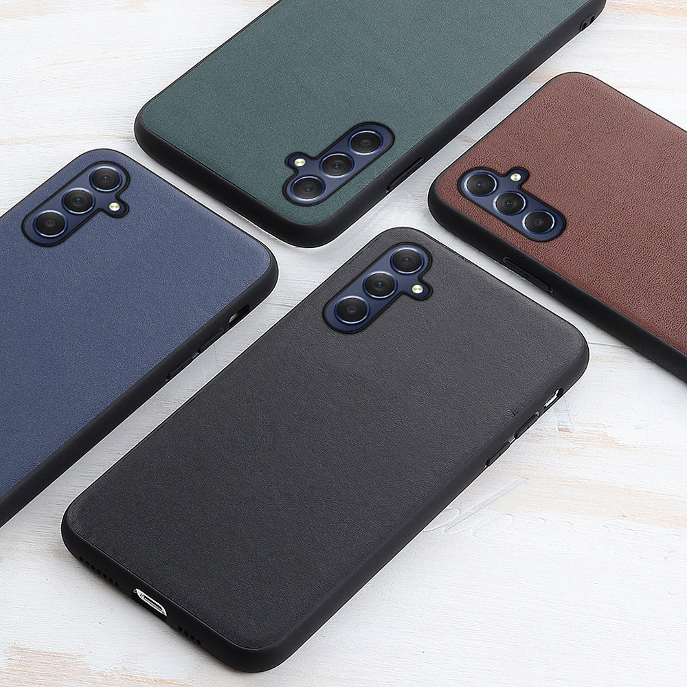 For Samsung Galaxy M54 5G / F54 5G Textured Genuine Cowhide Leather Coated TPU Phone Cover Protective Case