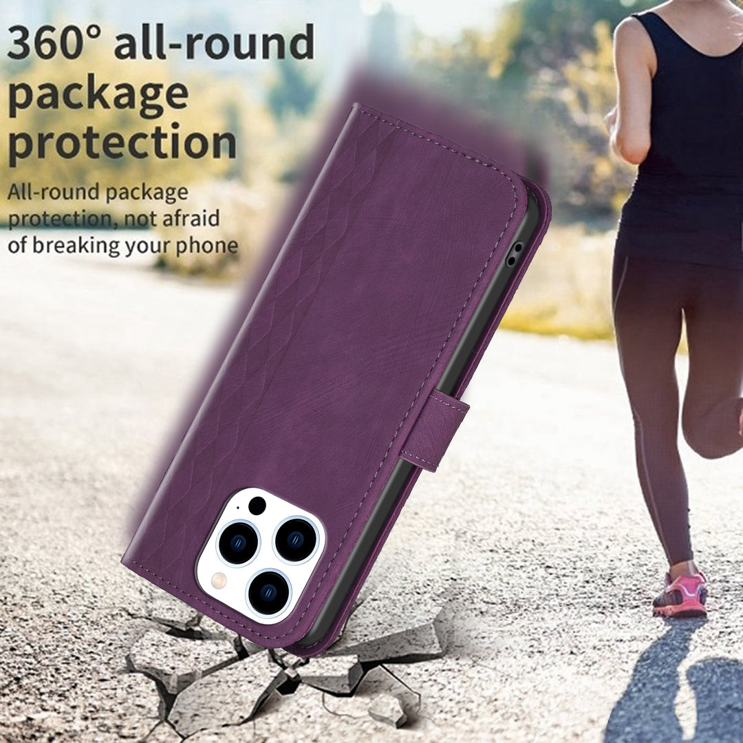 For iPhone 14 Pro Drop Resistant PU Leather+TPU Flip Cover Imprinted Pattern Wallet Phone Case