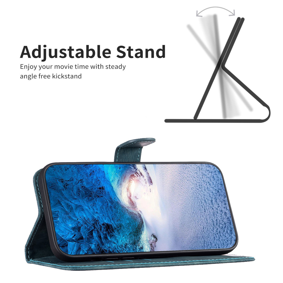 PU Leather+TPU Cover for iPhone 14 Pro Max Imprinted Pattern Wallet Adjustable Stand Flip Phone Case