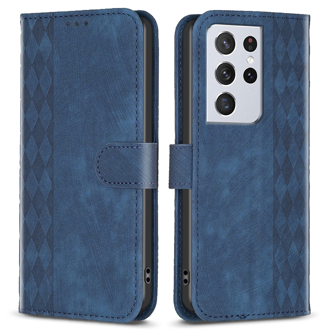 PU Leather Cover for Samsung Galaxy S21 Ultra 5G Anti-fall Imprinted Pattern Wallet Stand Phone Case
