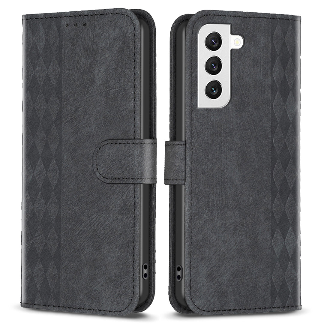 For Samsung Galaxy S22 5G Leather Cover Wallet Stand Scratch Proof Imprinted Pattern Flip Phone Case