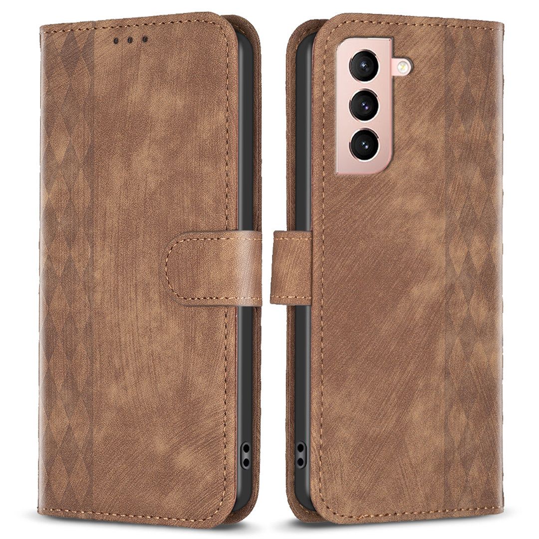 For Samsung Galaxy S21 4G / 5G Leather Cover Imprinted Pattern Flip Phone Case with Stand Wallet