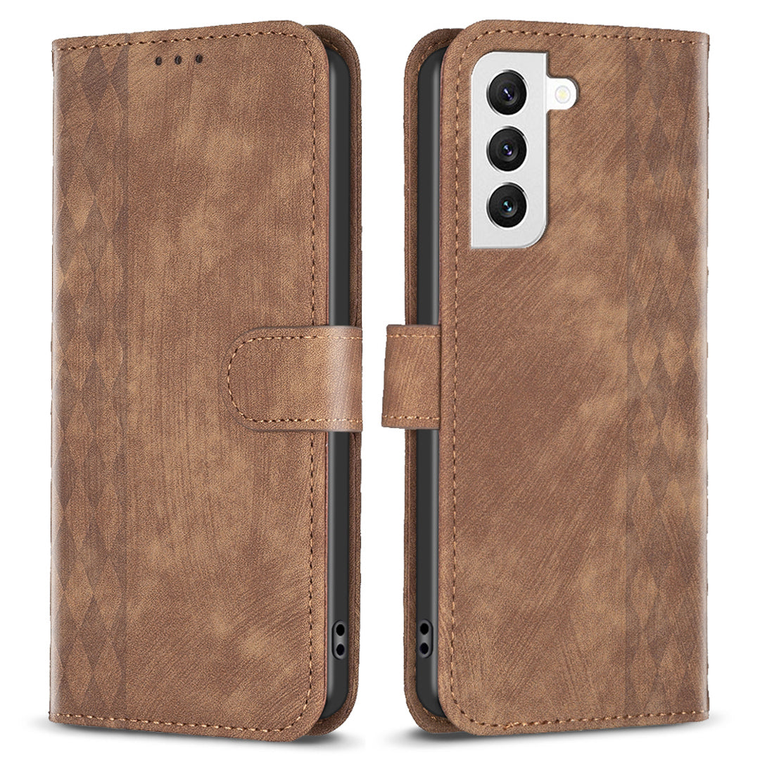 Phone Case for Samsung Galaxy S22 5G Wallet Imprinting Pattern Magnetic Closure Stand Cover