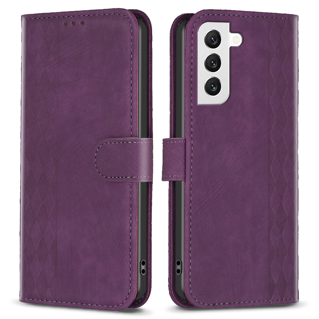 Phone Case for Samsung Galaxy S22 5G Wallet Imprinting Pattern Magnetic Closure Stand Cover