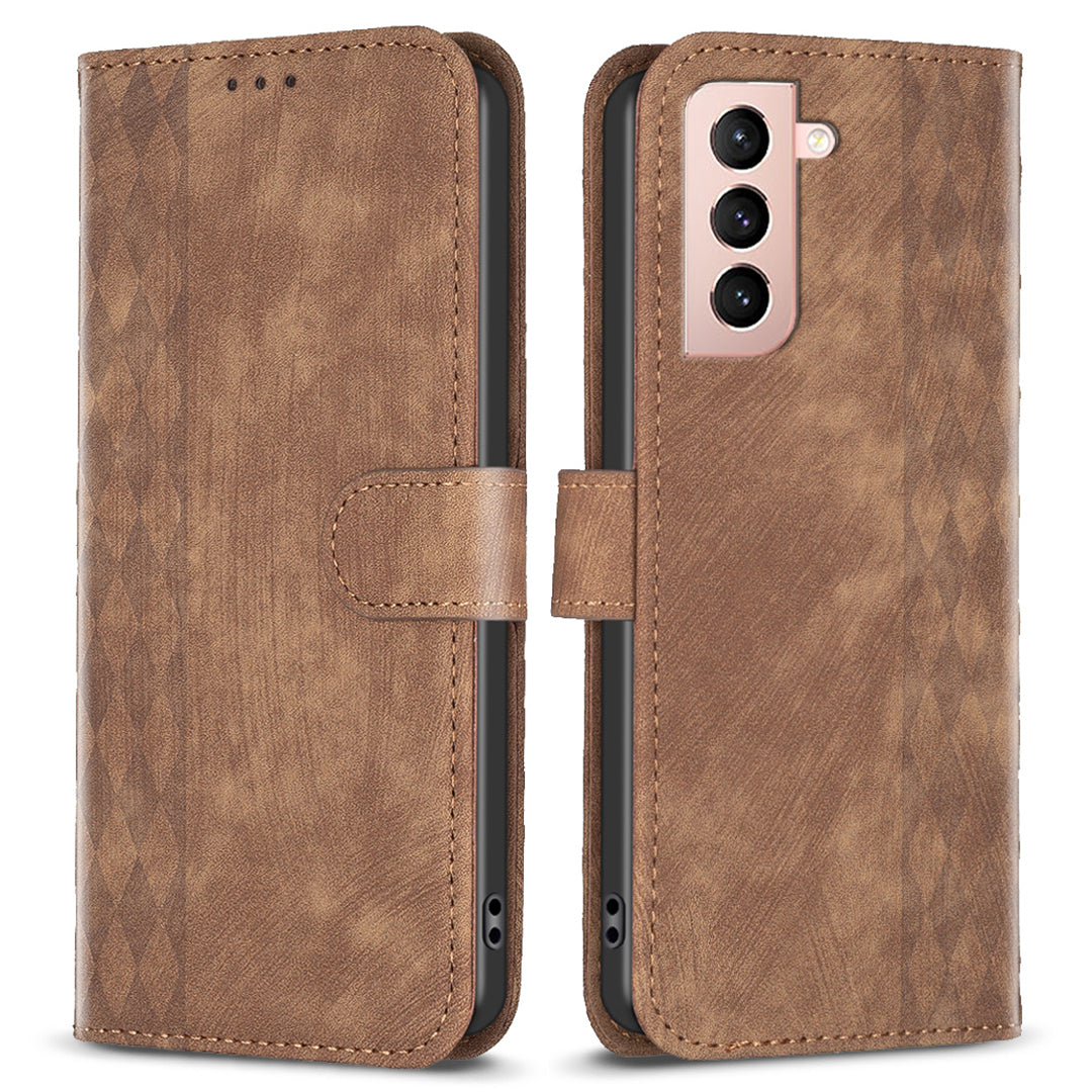 For Samsung Galaxy S21 5G Imprinting Pattern Magnetic Clasp Cover Stand Wallet Phone Case