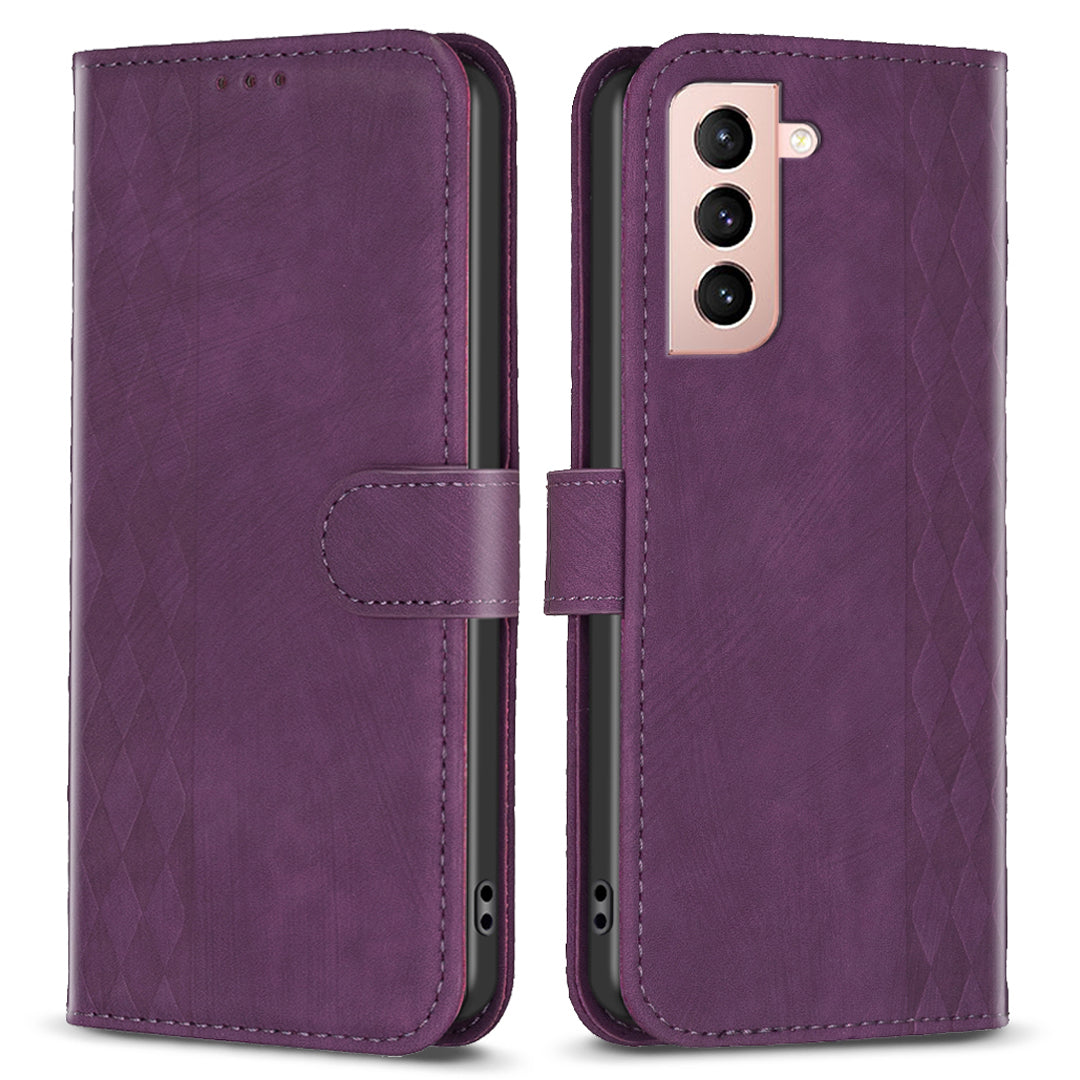 For Samsung Galaxy S21 5G Imprinting Pattern Magnetic Clasp Cover Stand Wallet Phone Case