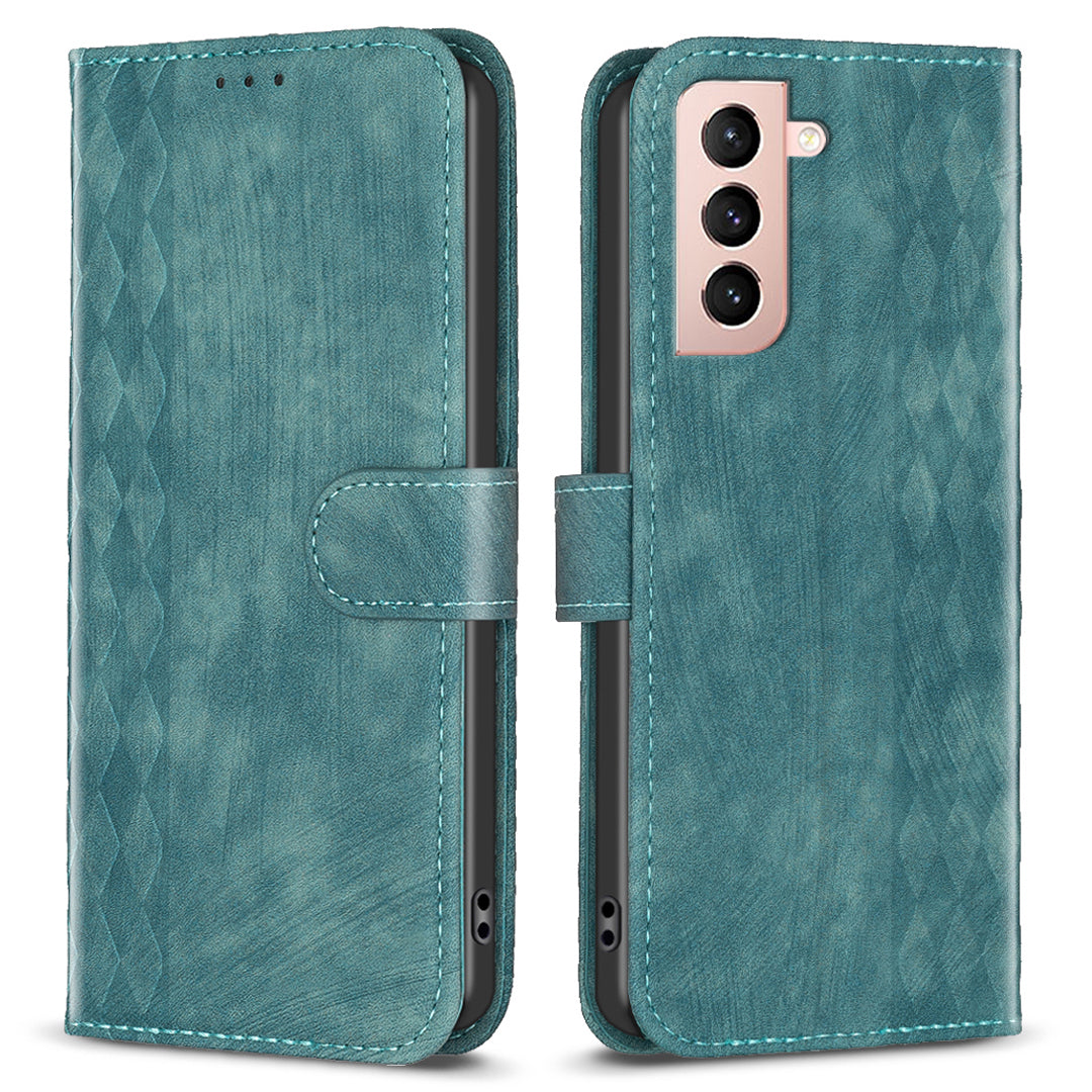 For Samsung Galaxy S21 5G Imprinting Pattern Magnetic Clasp Cover Stand Wallet Phone Case