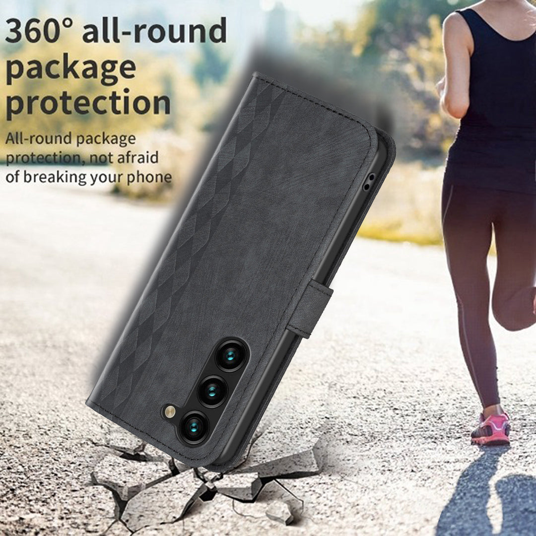 Folio Flip Phone Cover for Samsung Galaxy S23 Anti-scratch Imprinting Pattern Stand Wallet Case