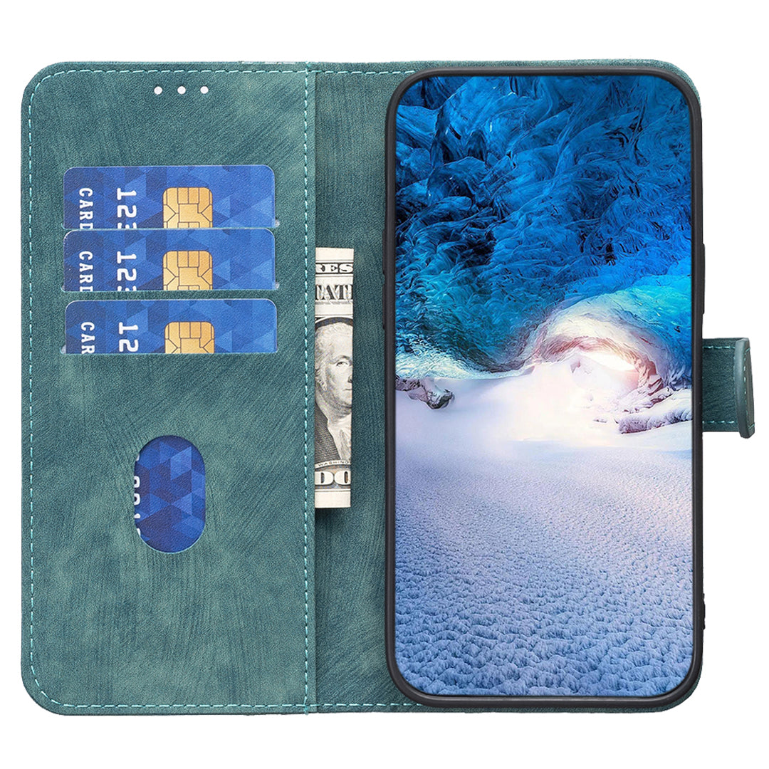 Folio Flip Phone Cover for Samsung Galaxy S23 Anti-scratch Imprinting Pattern Stand Wallet Case