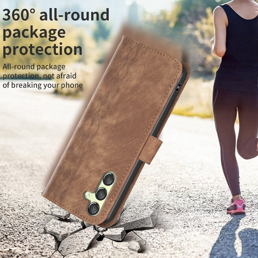 For Samsung Galaxy A24 4G Phone Stand Case Wallet Imprinting Pattern Shockproof Cover
