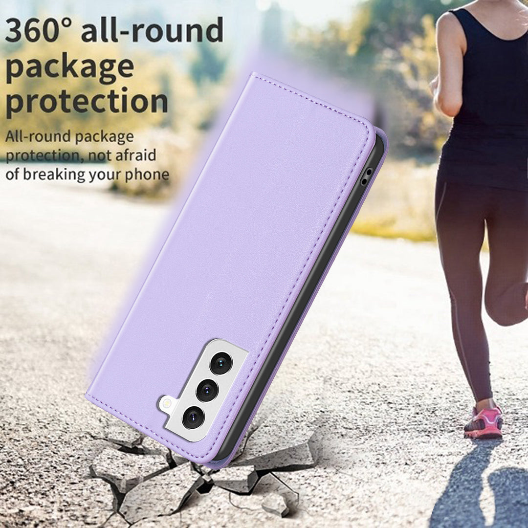 BINFEN COLOR BF18 For Samsung Galaxy S21 5G PU Leather Cover Card Slots Flip Stand Magnetic Phone Case