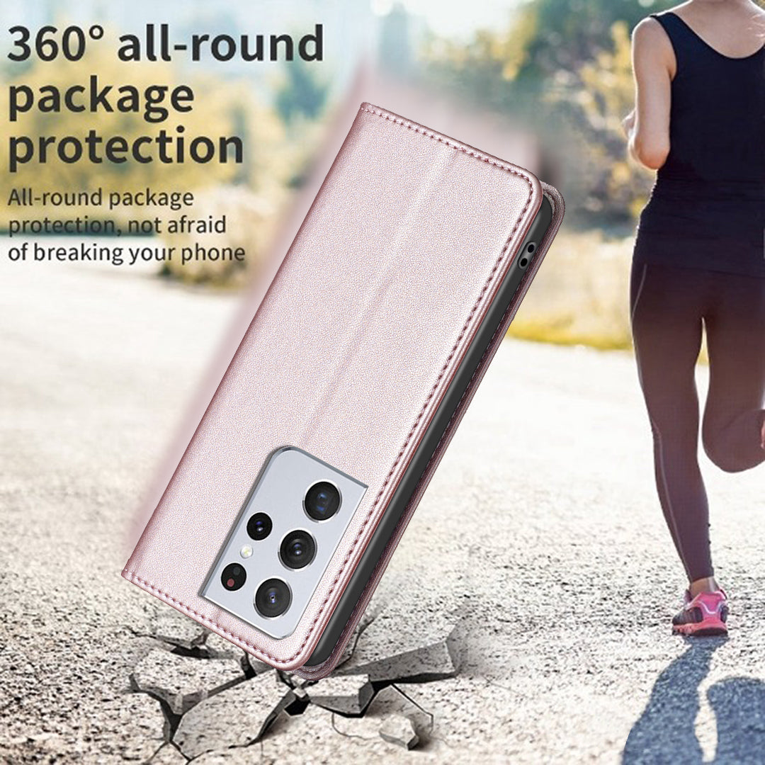 BINFEN COLOR BF18 Leather Phone Case for Samsung Galaxy S21 Ultra 5G Phone Cover with Stand Card Holder