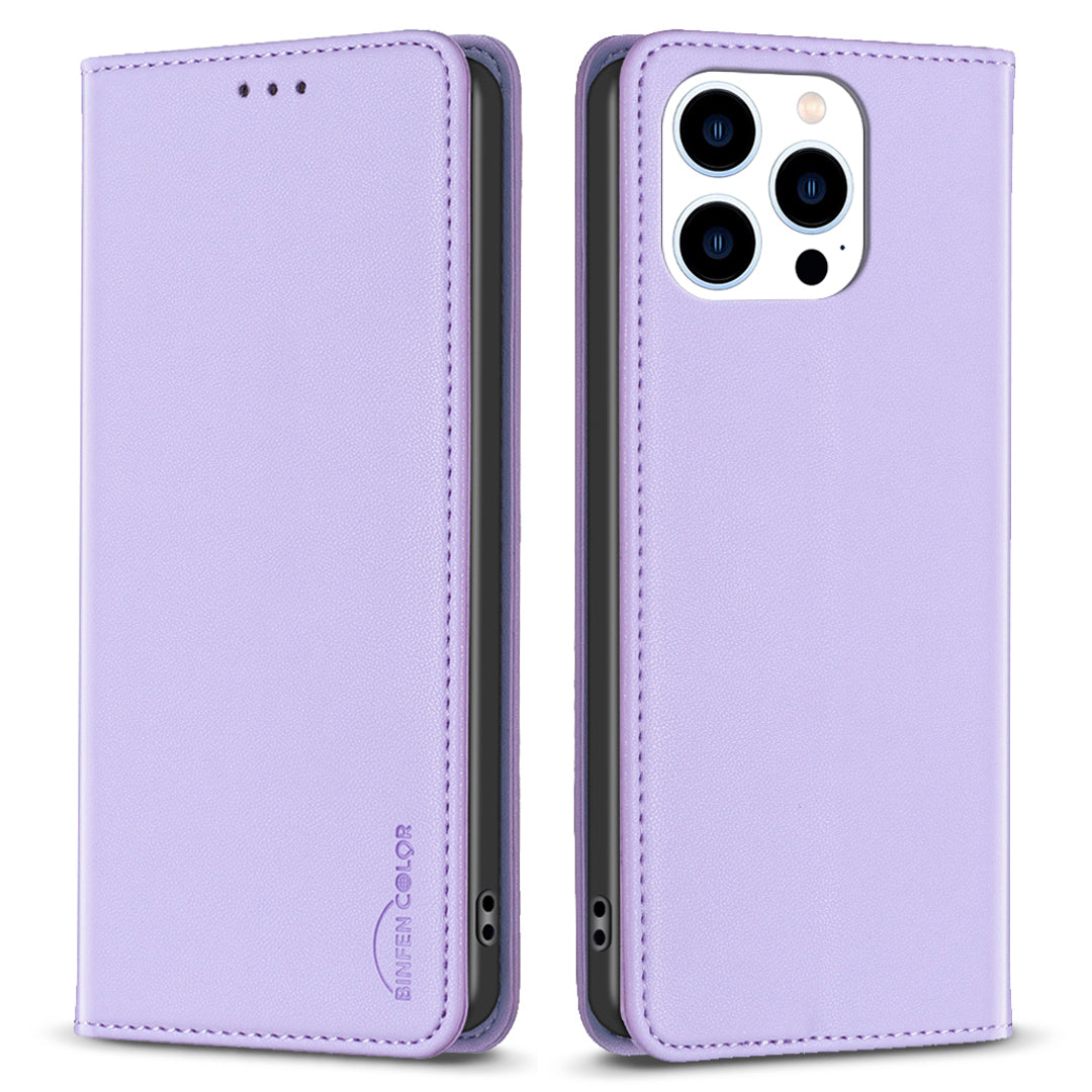 BINFEN COLOR BF18 til iPhone 14 Pro PU læderetui Kortholder Mobiltelefon Stand Cover